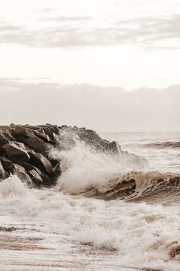 water crashed through rocks
