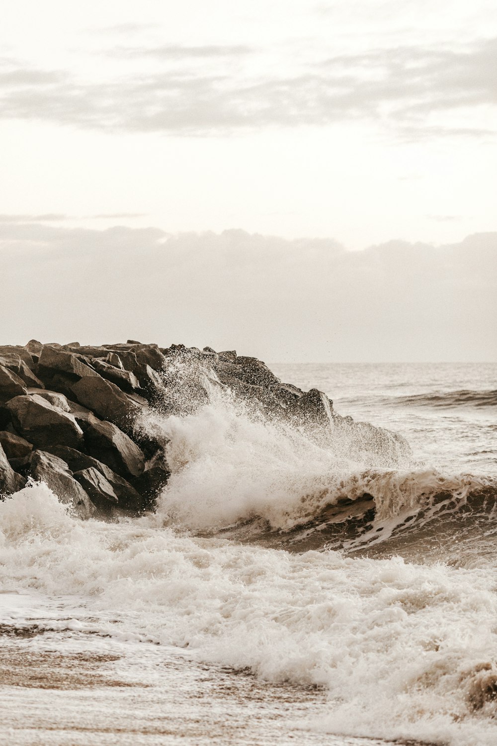 water crashed through rocks