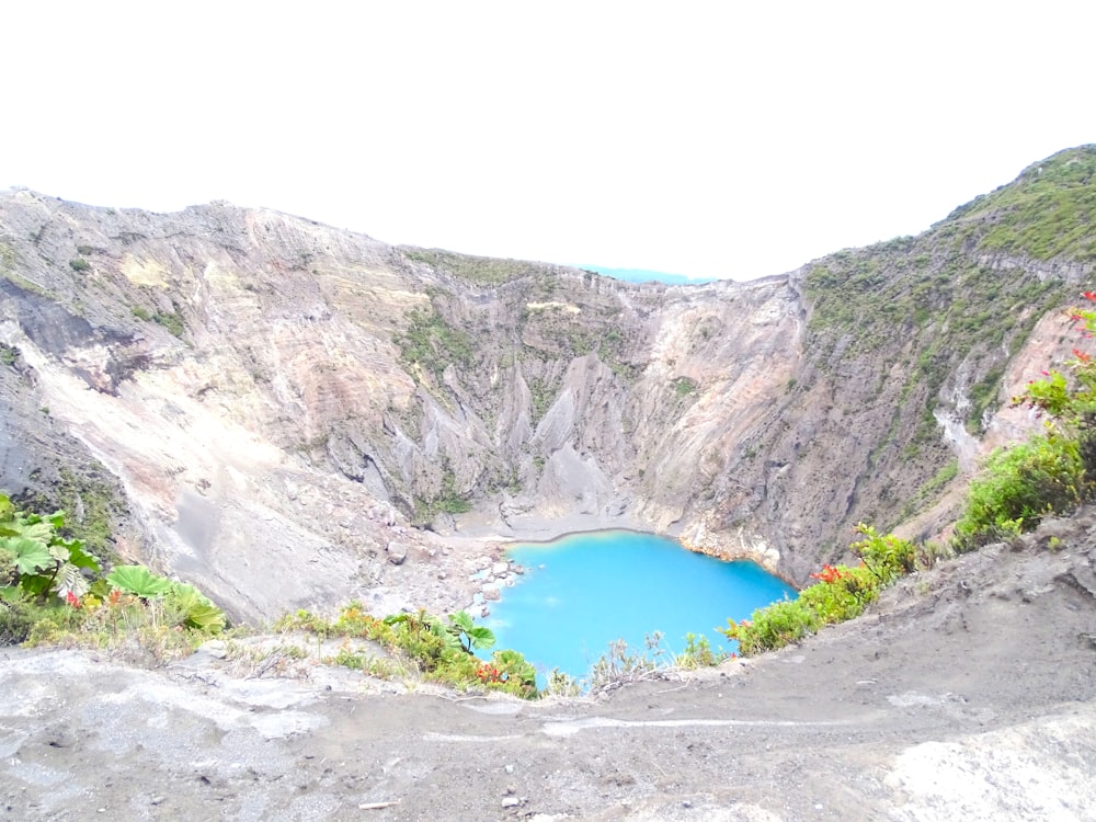 body of water between mountains