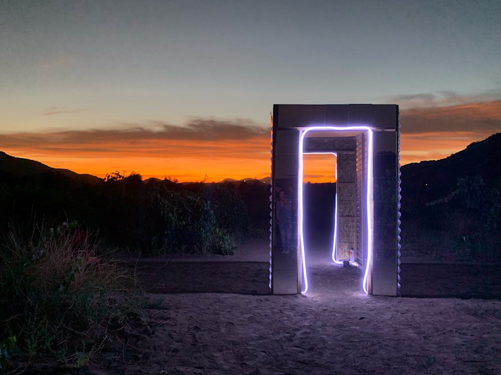 gateway with LED strip during day