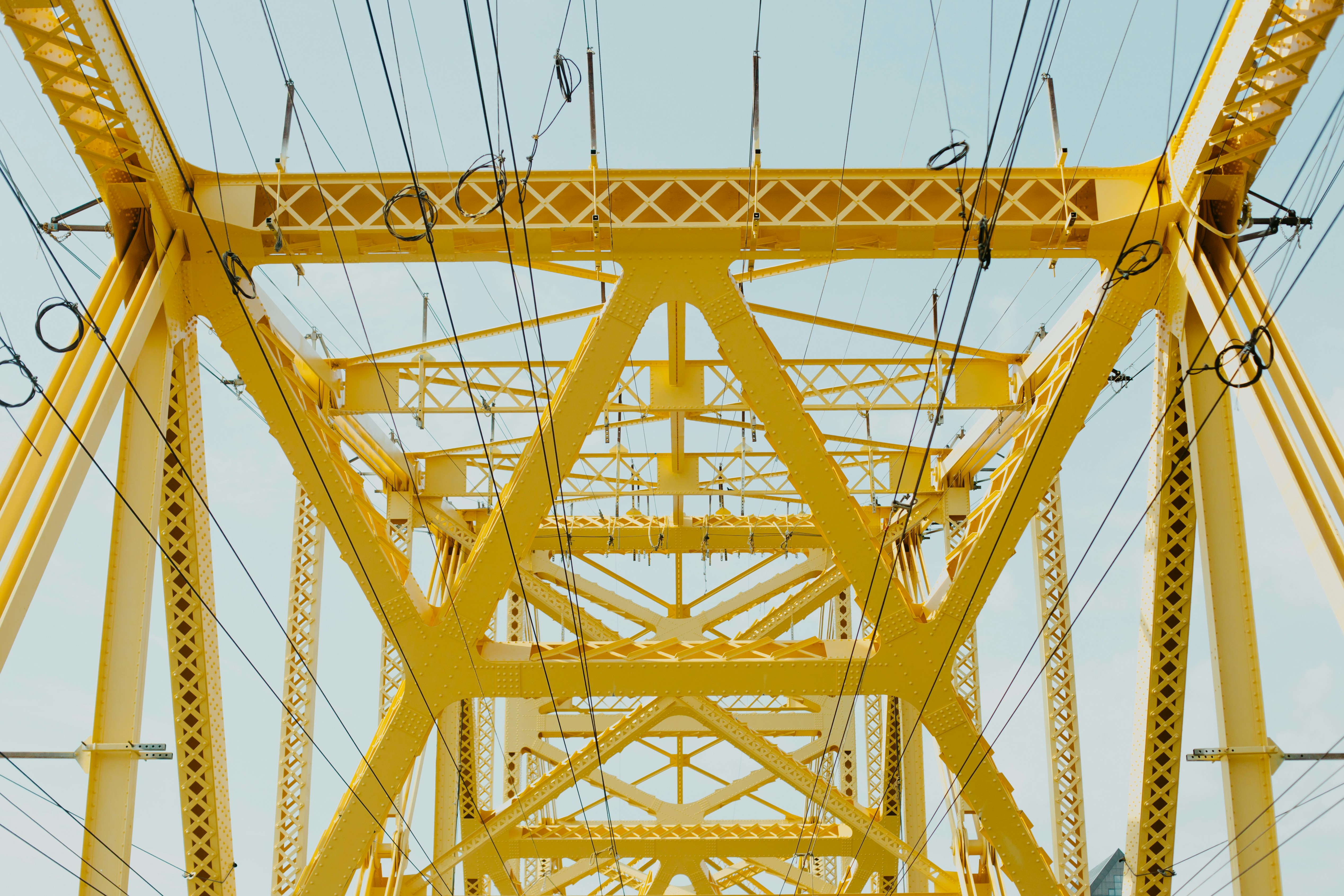 yellow suspension bridge