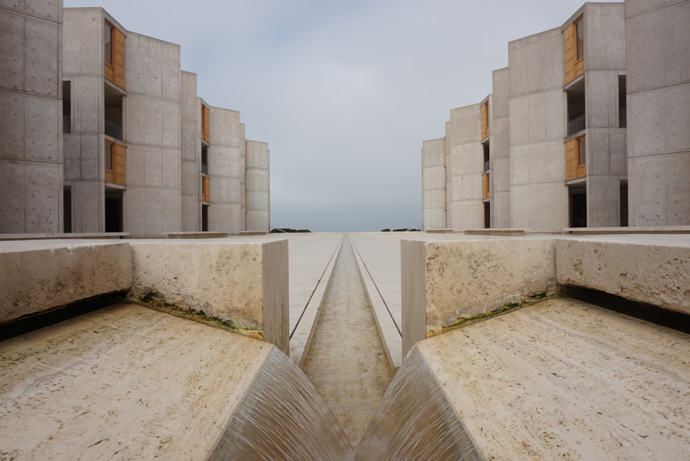 mirrored photo of white building