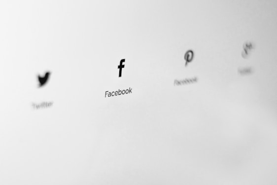 Logos of social media platforms are displayed in a minimalist style on a light gray background. The logos are aligned horizontally, and each is labeled with the name of the corresponding platform.