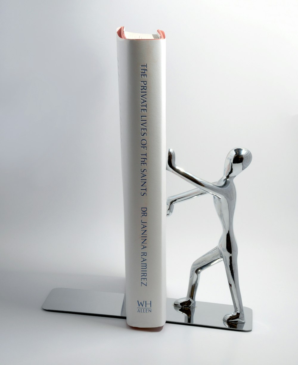 grey stainless steel book end