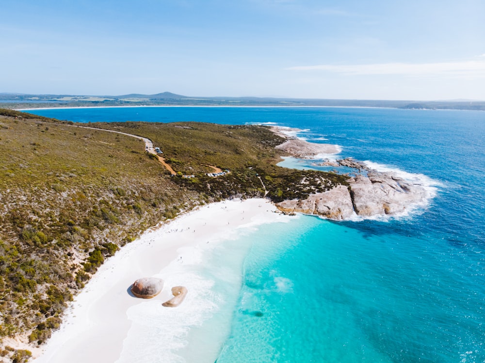 aerial photo of shore