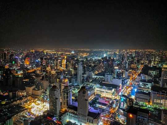 cityscape at night time in Baiyoke Tower 2 Thailand