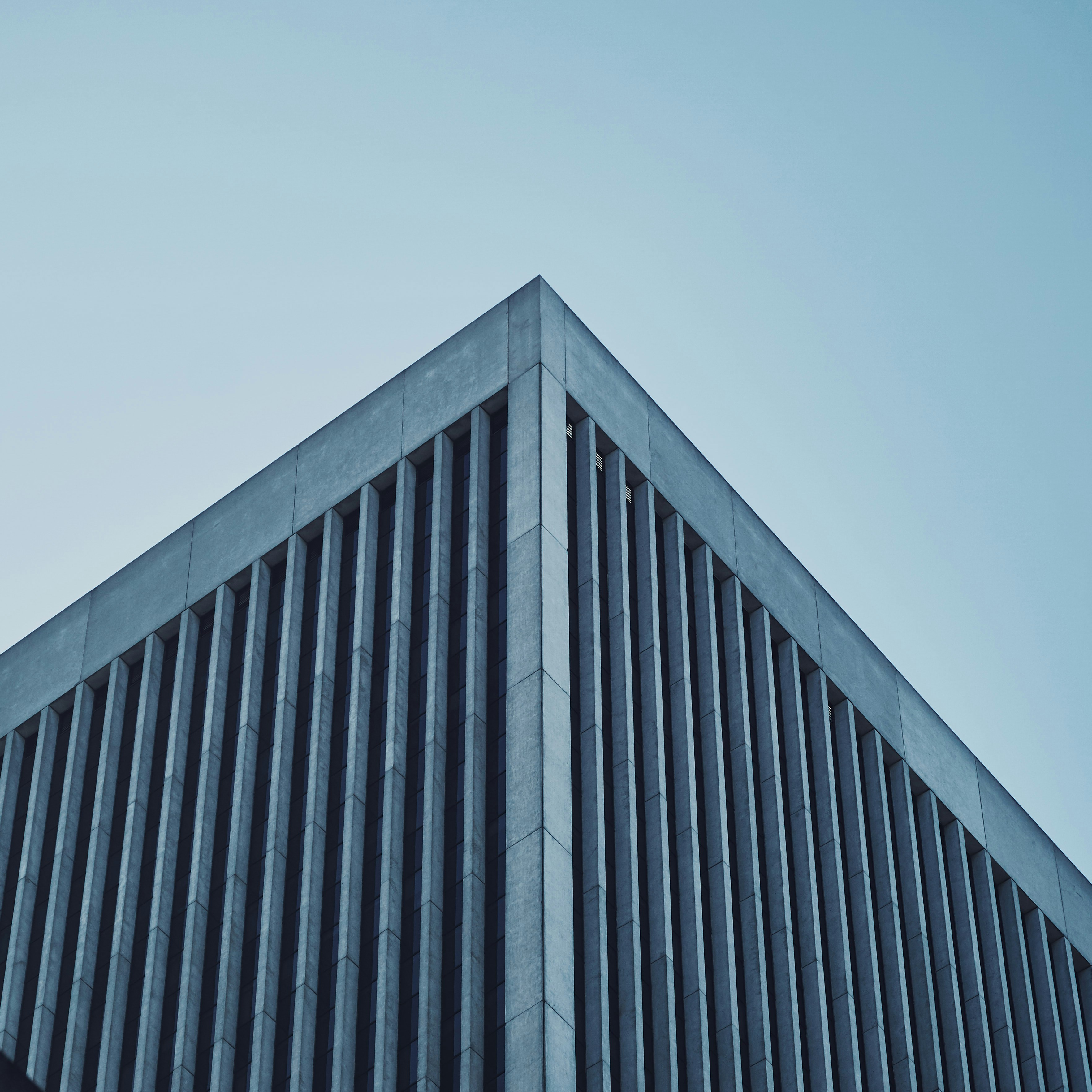Modern high-rise building viewed from low angle