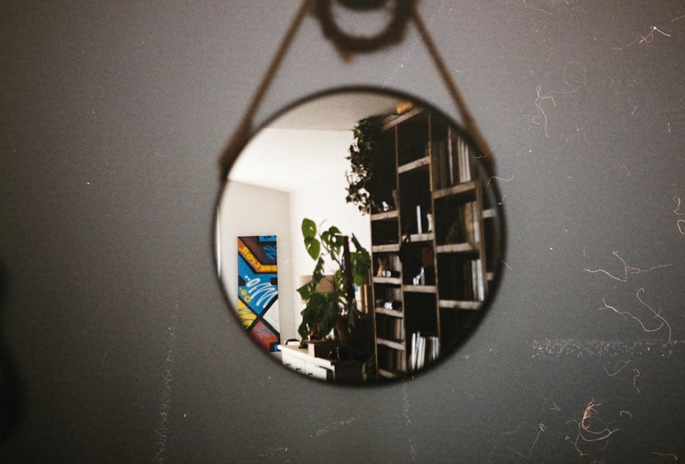 brown framed mirror
