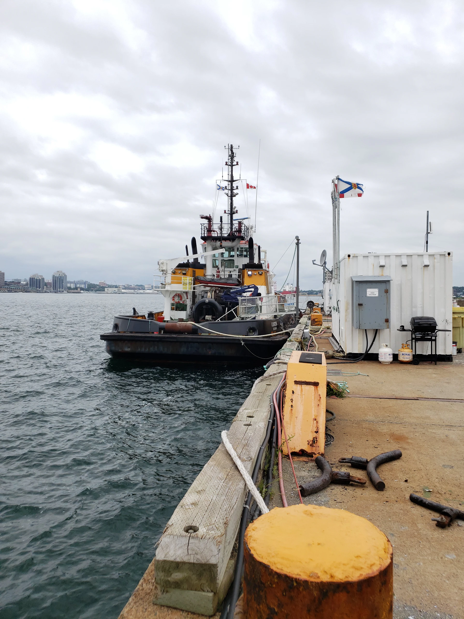 black ship near dock
