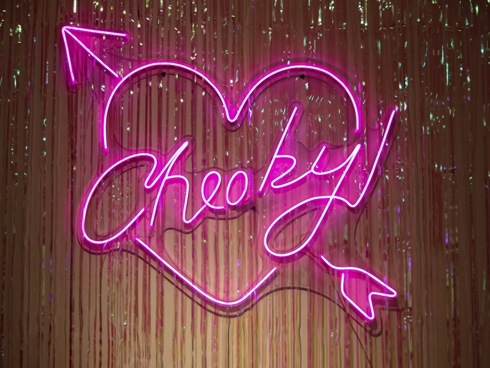 Cheoky neon signage turned on