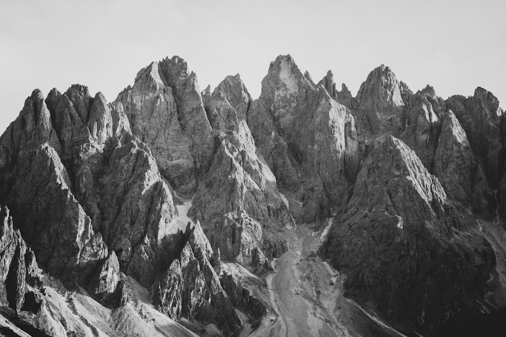 grayscale photography of cliff