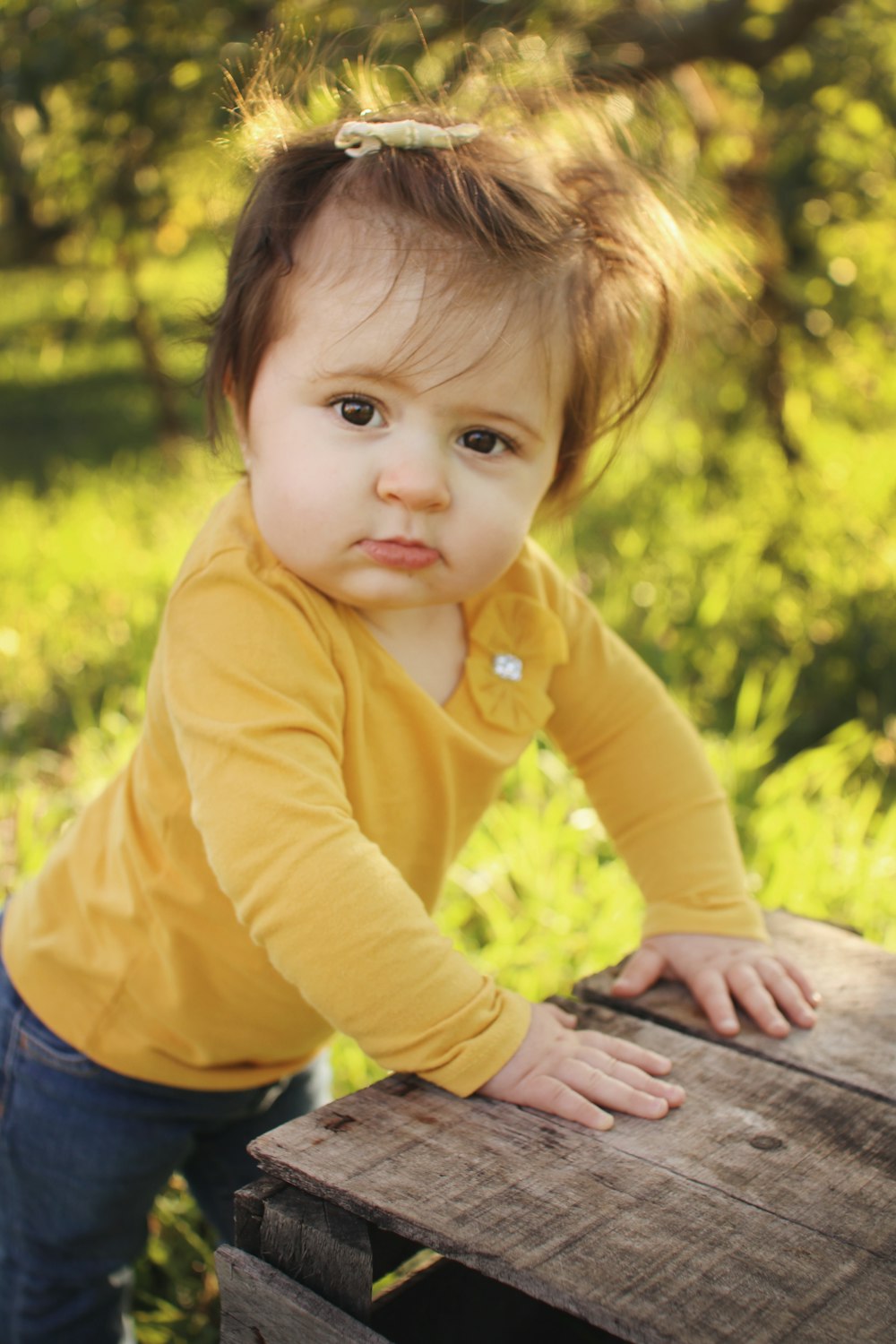 toddler on bench