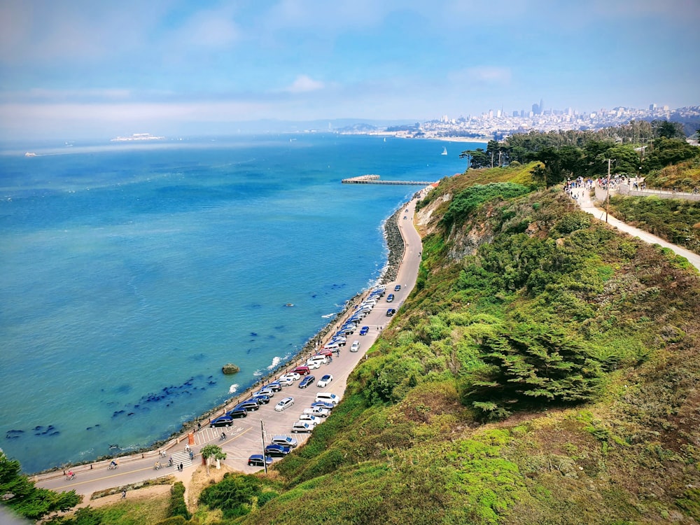 aerial photography of seashore