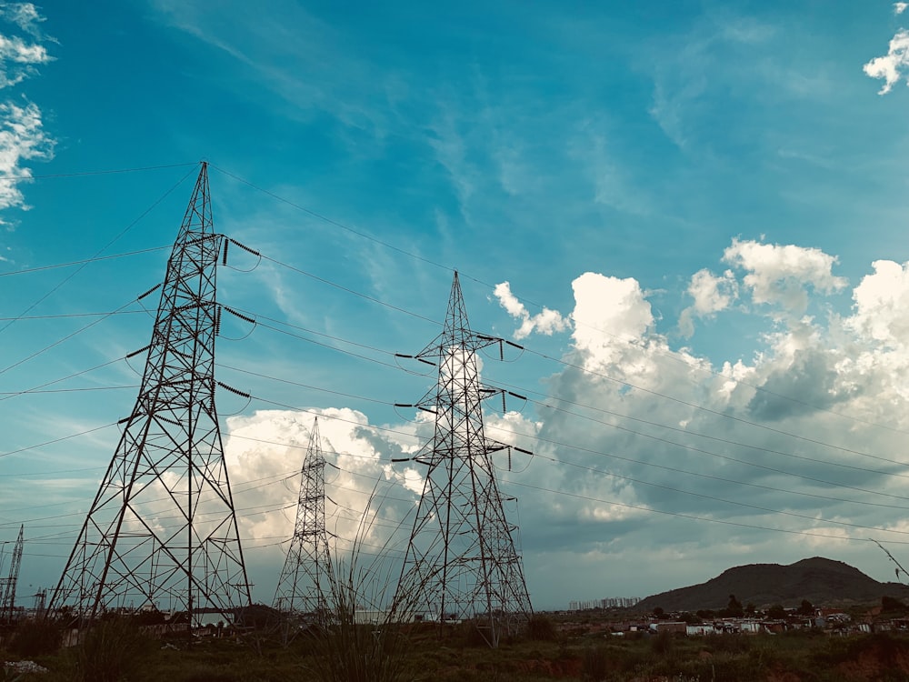 electric towers during daytime