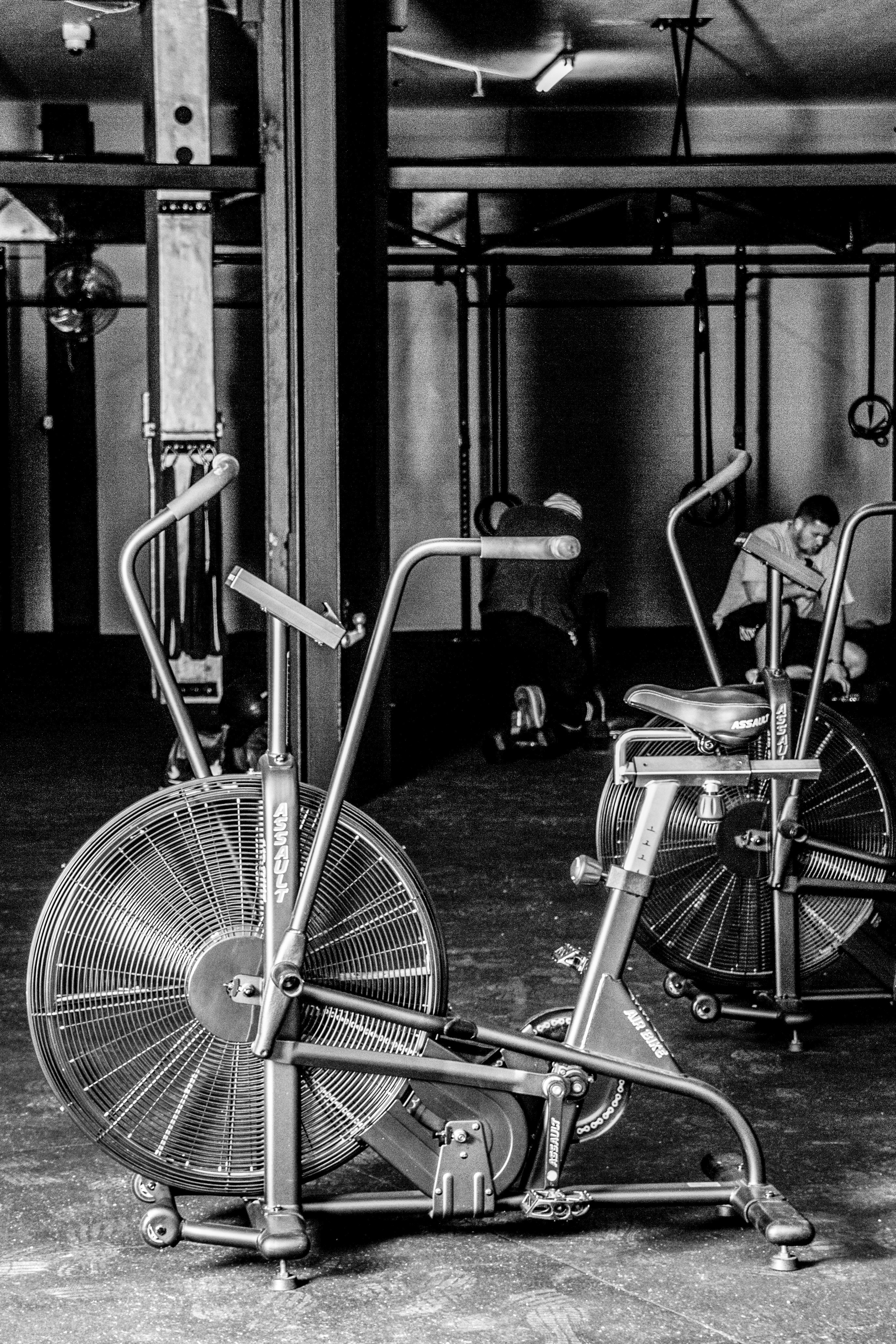 two fan bikes inside gym