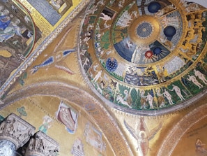 A detailed mosaic depicting biblical scenes, featuring rich textures and carefully placed mosaic stones.