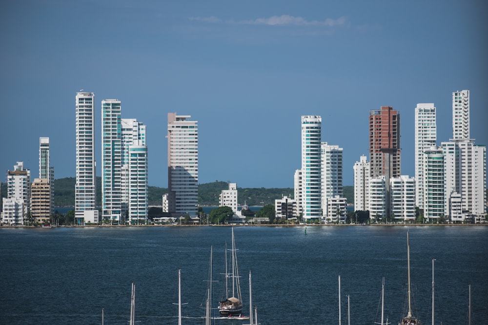 body of water and city buildings