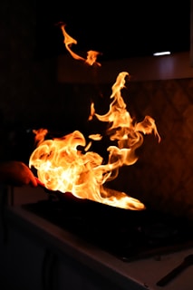 A vibrant kitchen where fire and air elements come together in perfect harmony.