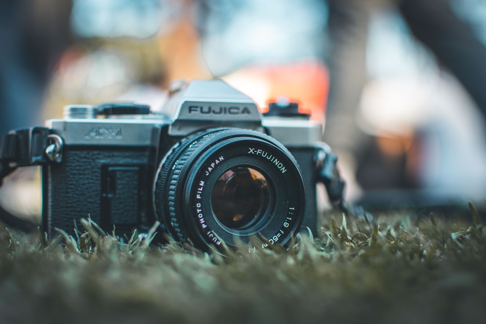 black and grey Fujica camera