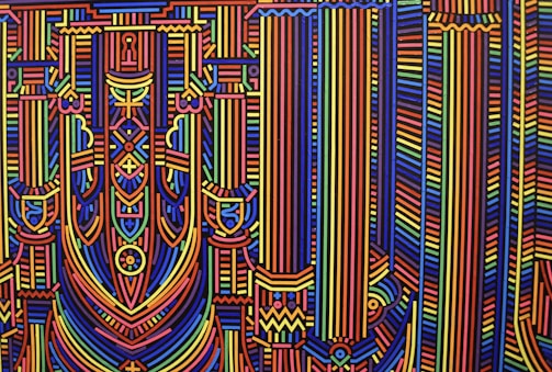 Artistic layout of graphic design elements inspired by Ajanta caves.