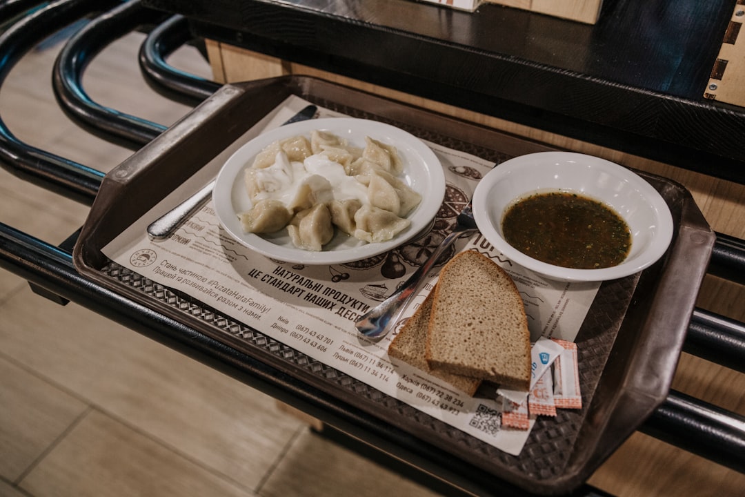 dish on white plate, UKRAINE. Kiev. 2019. Puzata Khata.