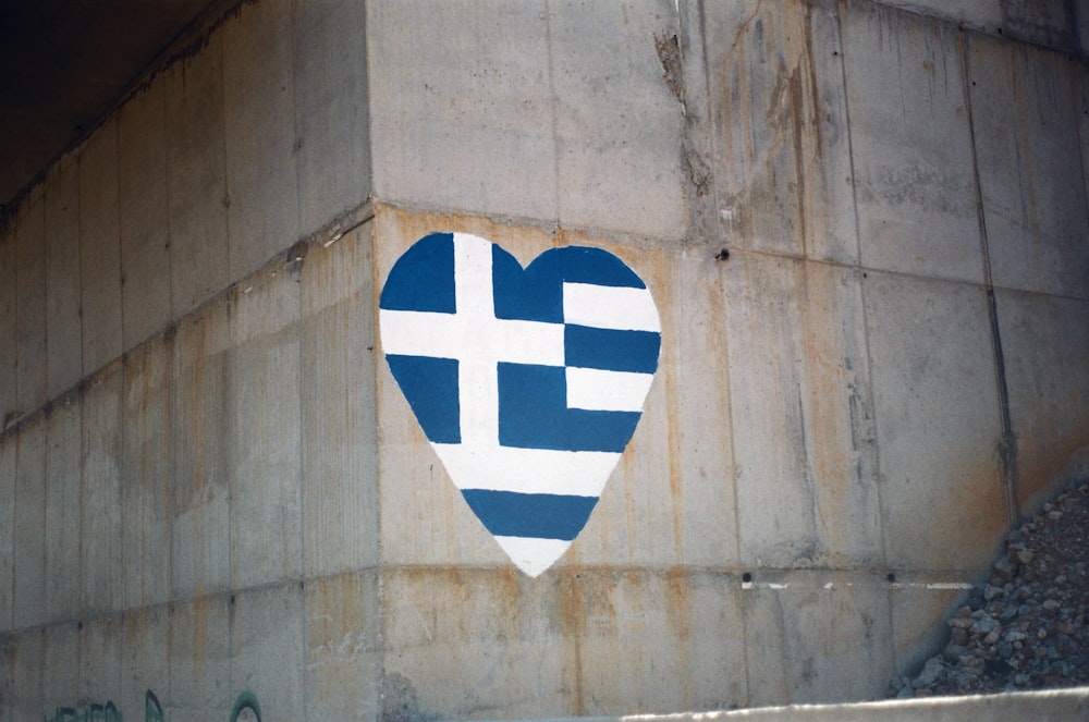 blue and white heart painting