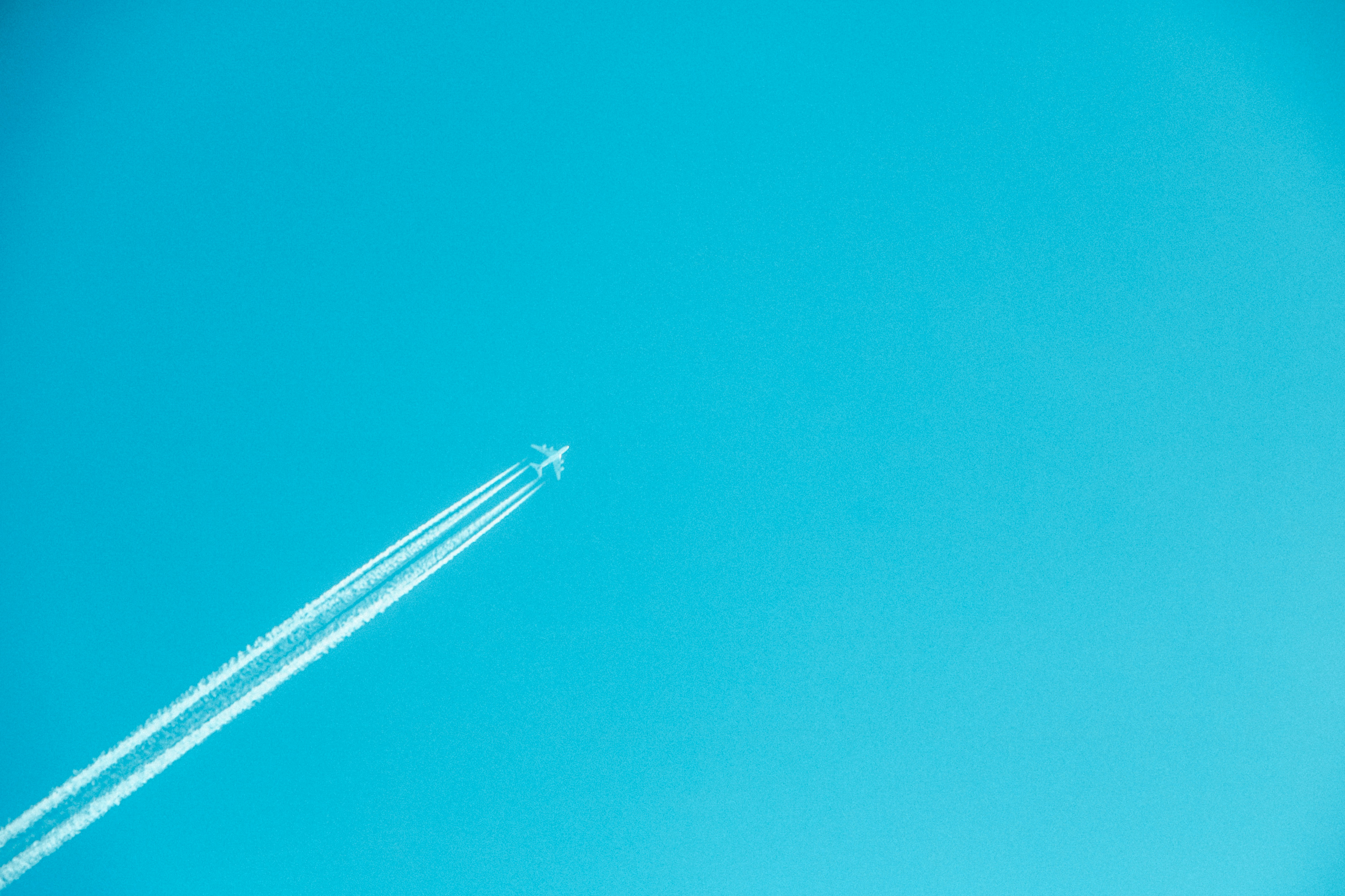 airplane on mid air under clear sky, 