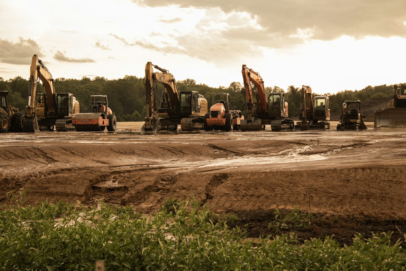 Yellow excavator heavy equipment