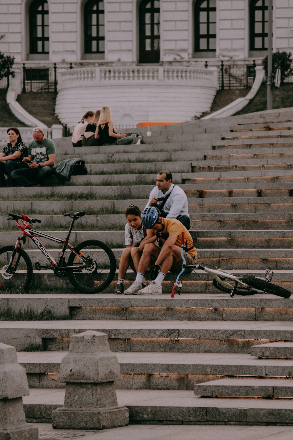 people on stairs