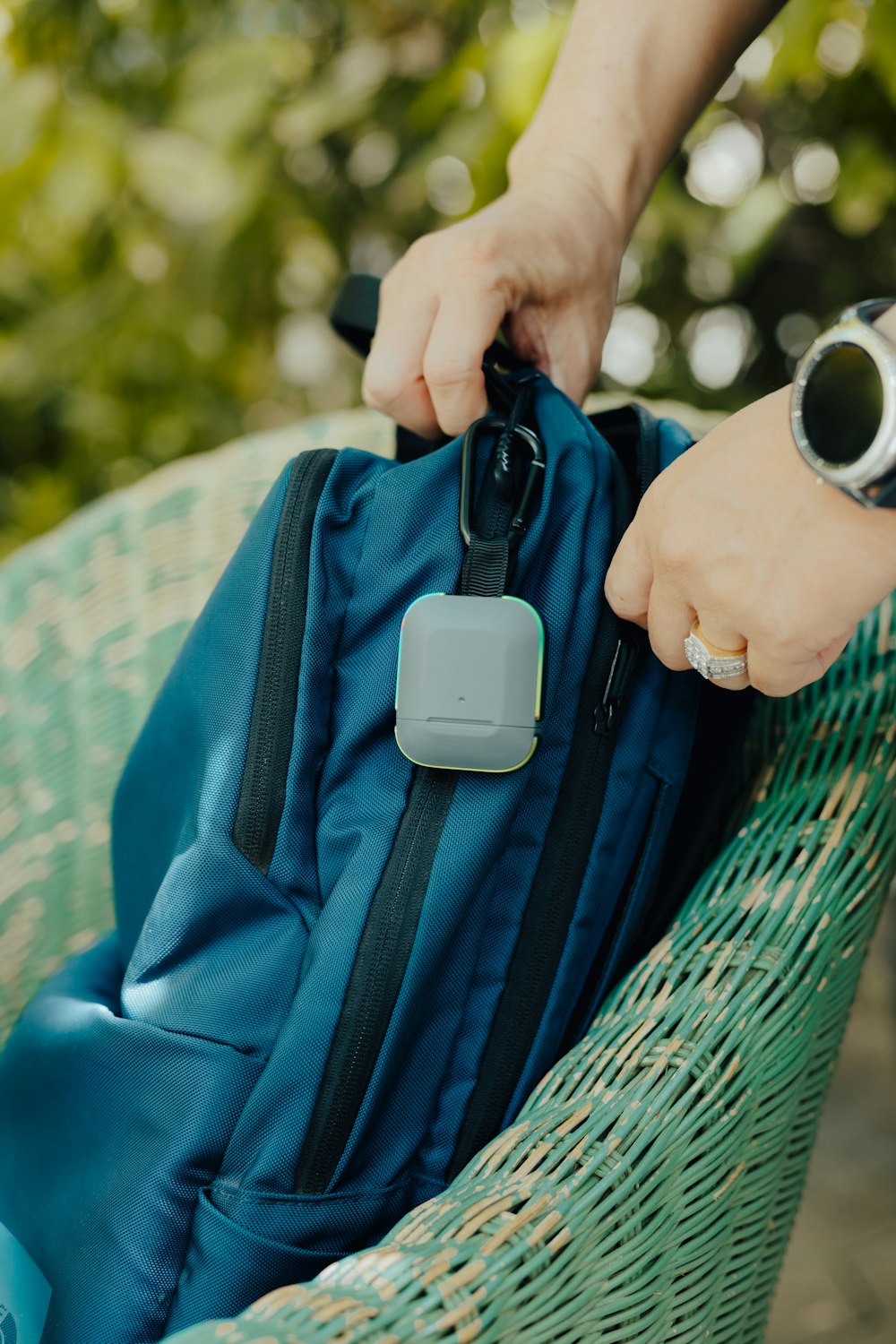 blue backpack