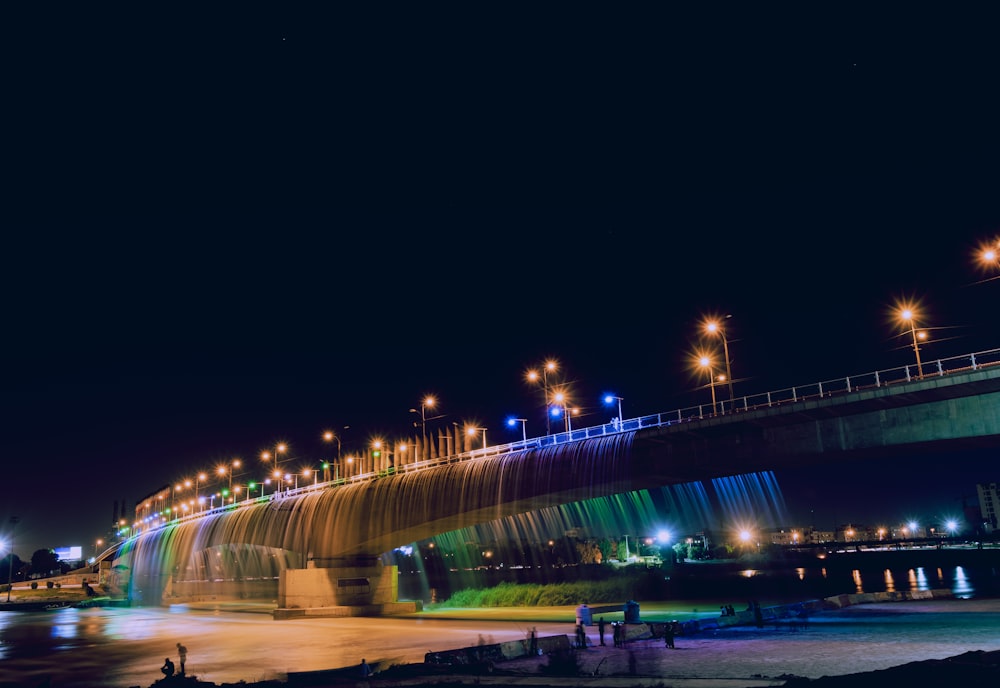 water fountain on bridge