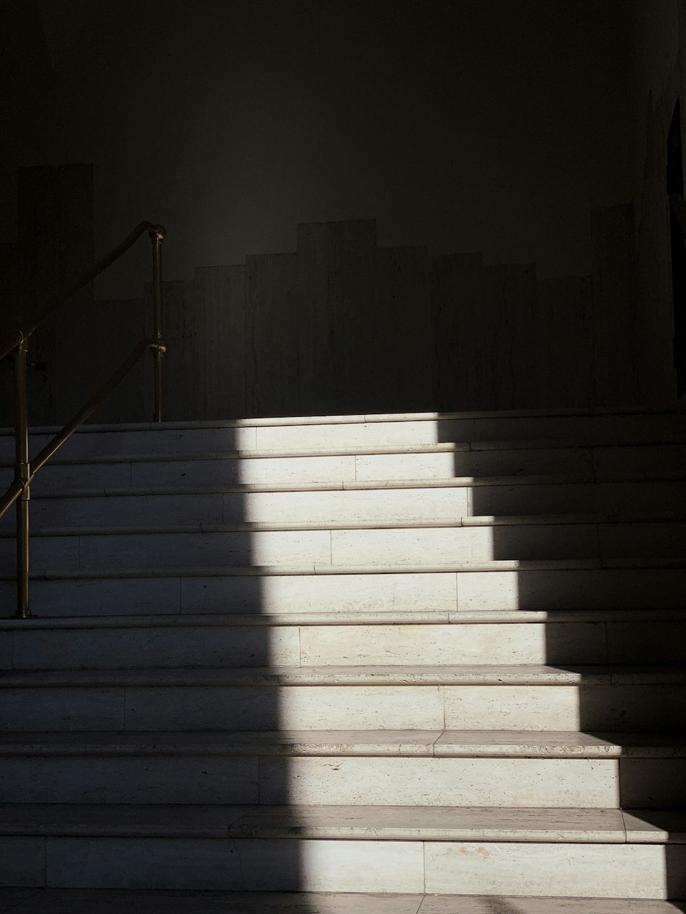 a person walking up a set of stairs