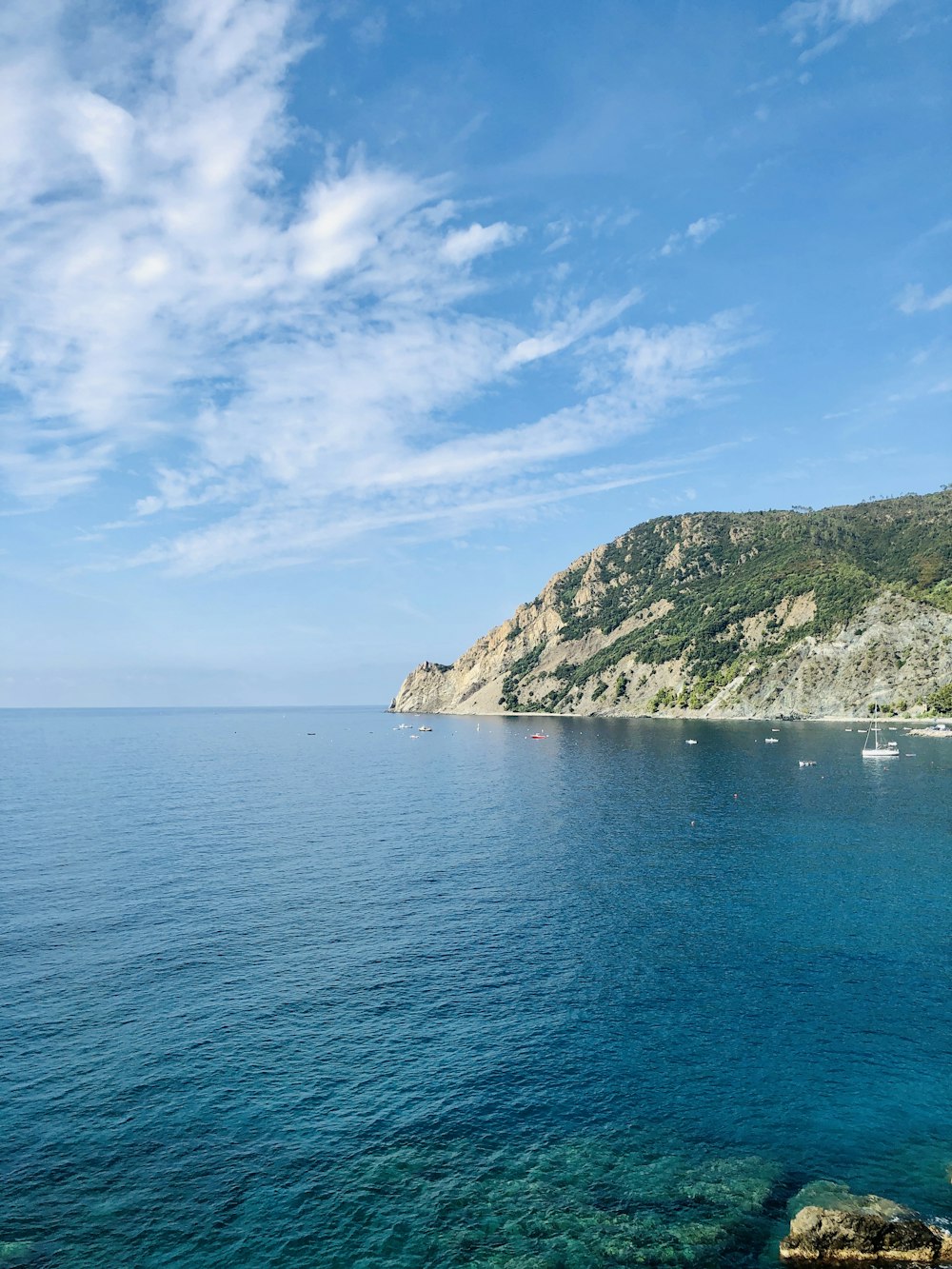 body of water under blue sky