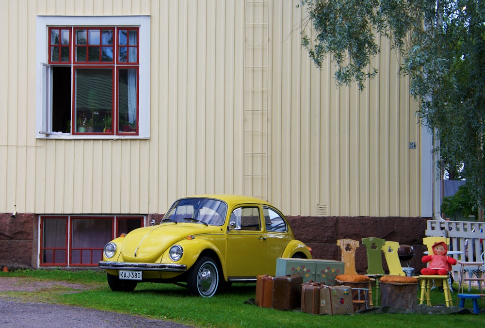 yellow Volkswagen Beetle