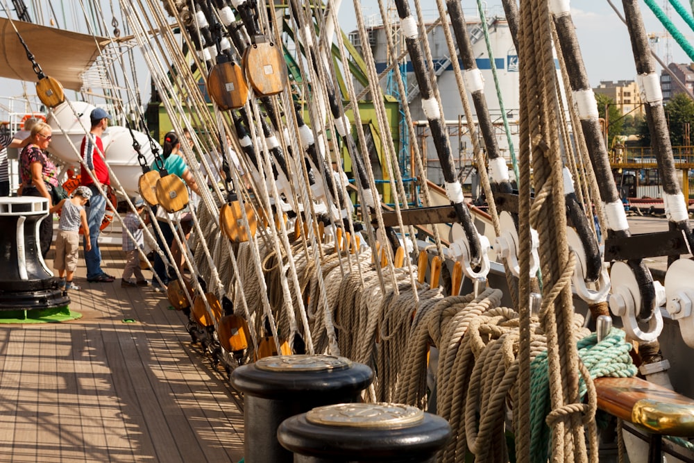 sailing ship with ropes