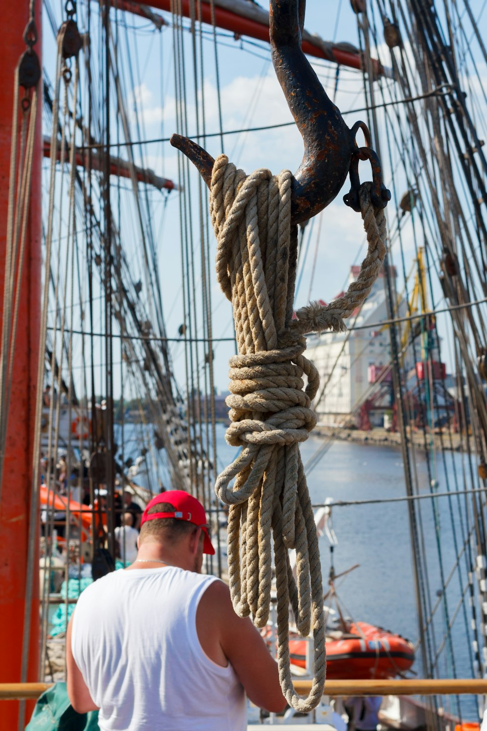 man standing near rope