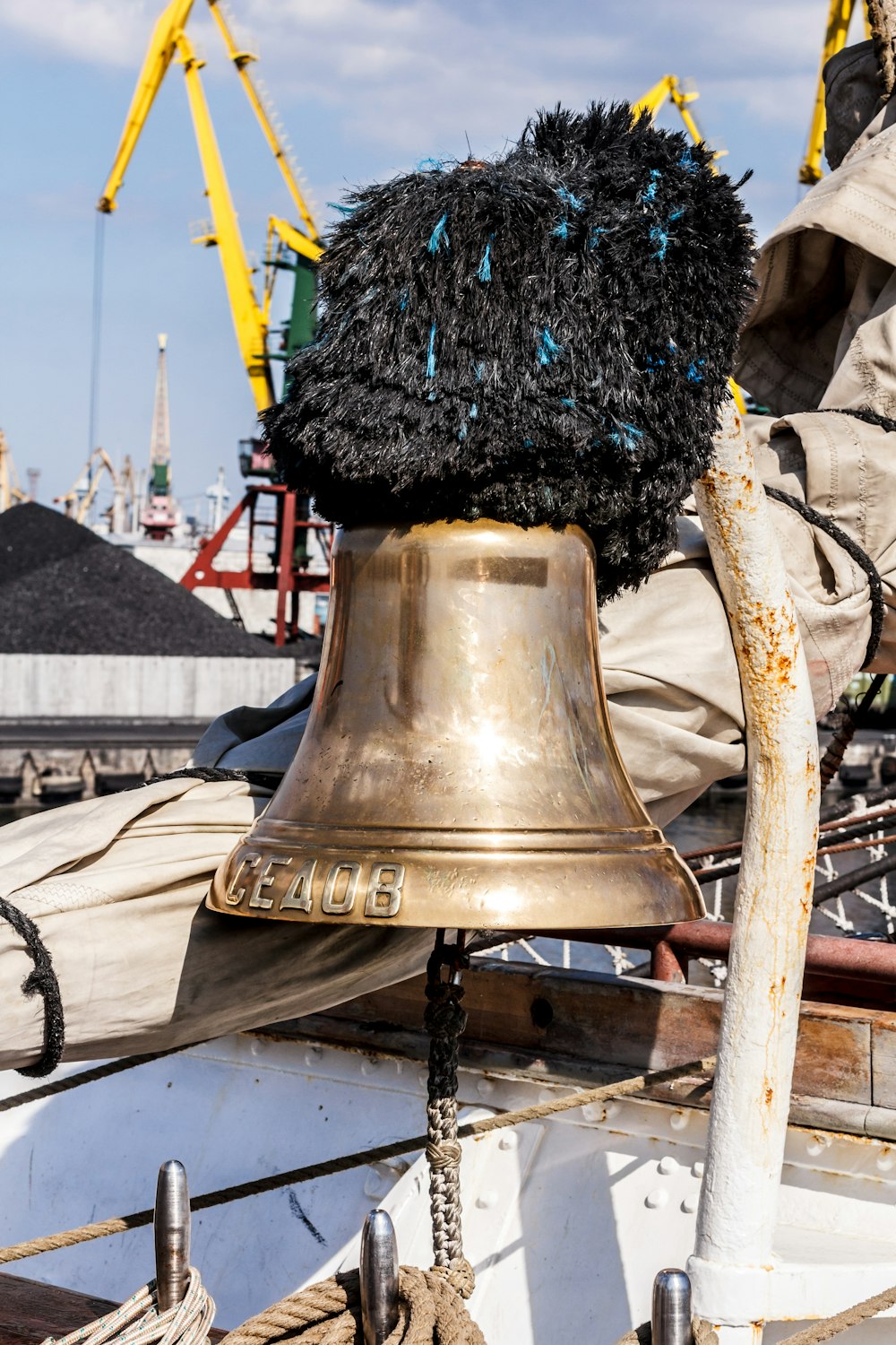 gold bell in pier