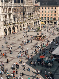 people near buildings