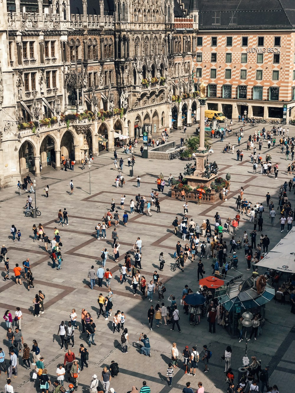 people near buildings