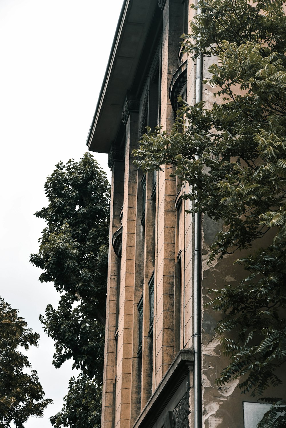 architectural photography of brown and white house