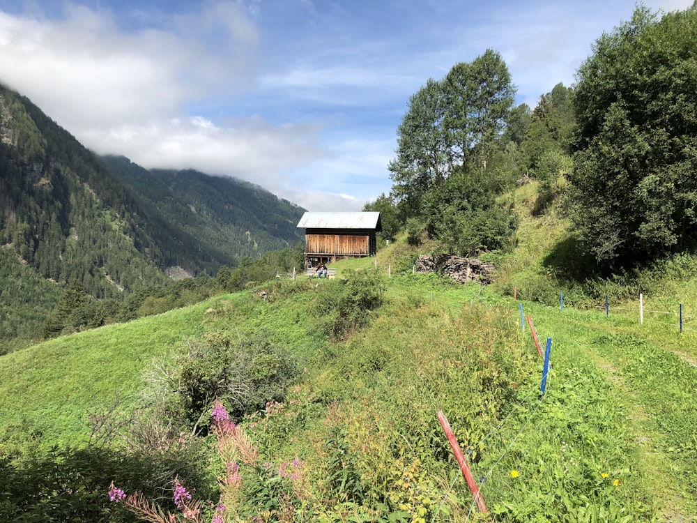 brown wooden house by a mountainside