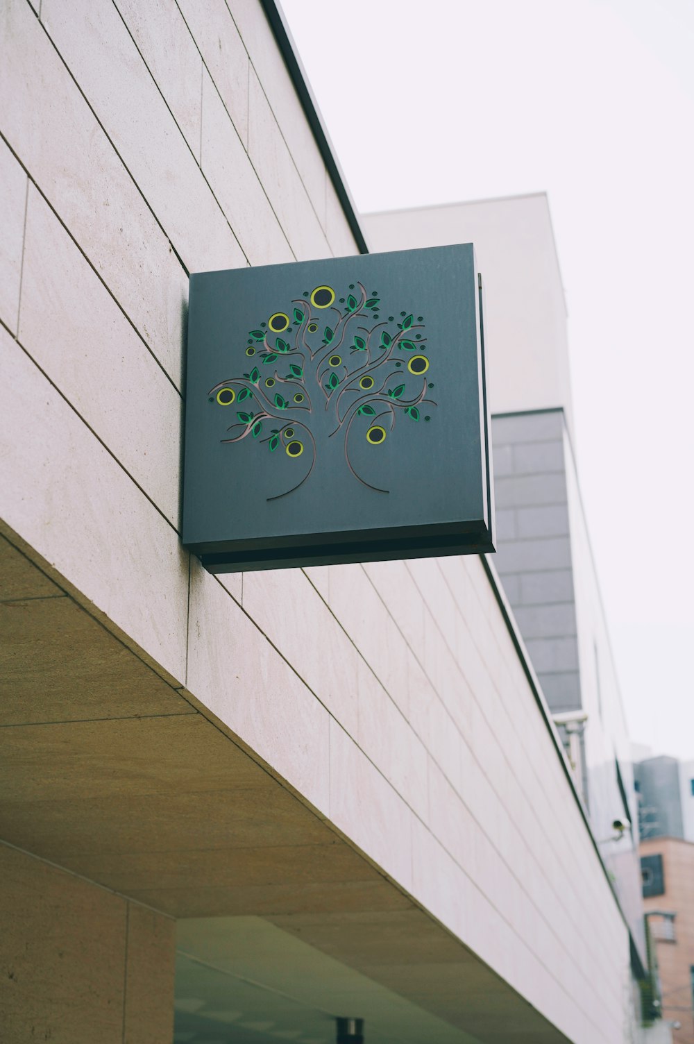 square blue tree of life signage