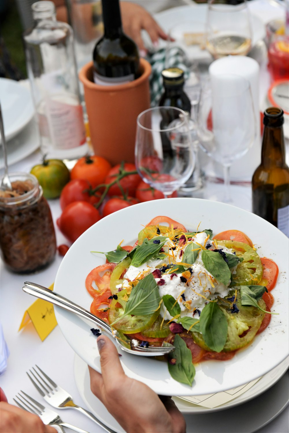 person holding plate of food