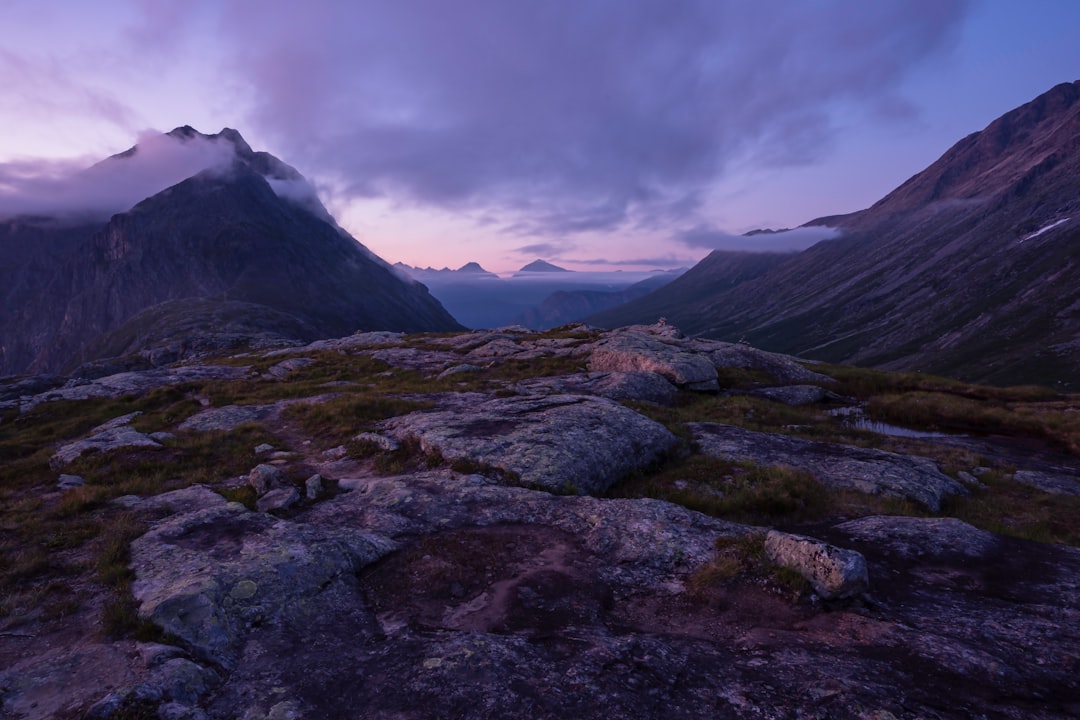 mountain under gray skies