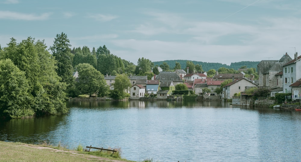 village by a lake