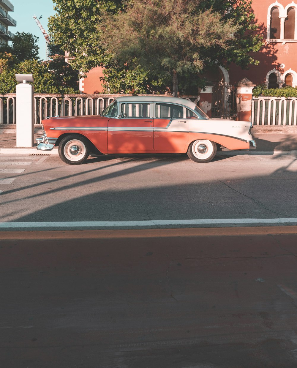 orange and white vintage car