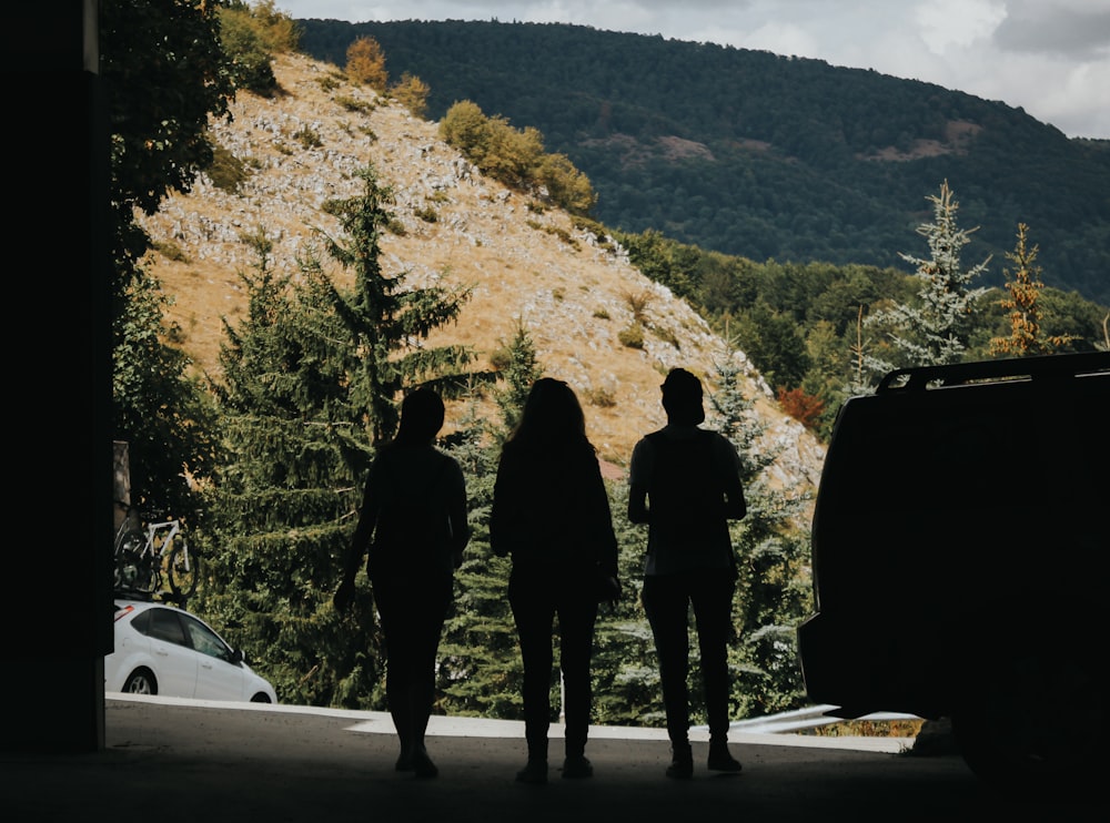 silhouette of three women