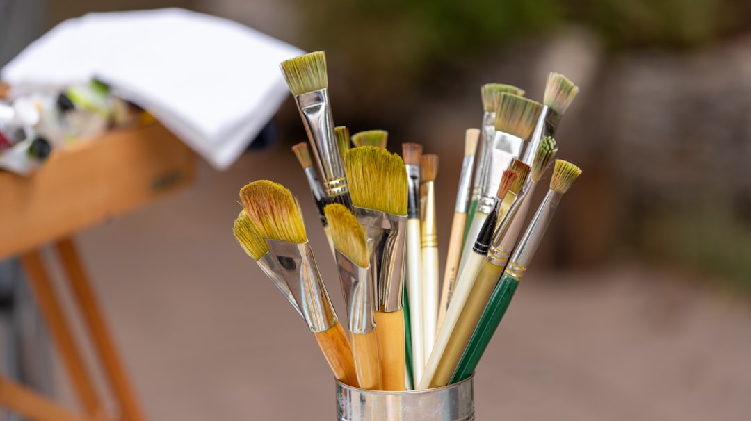 paintbrush in jar, Paint brushes.
