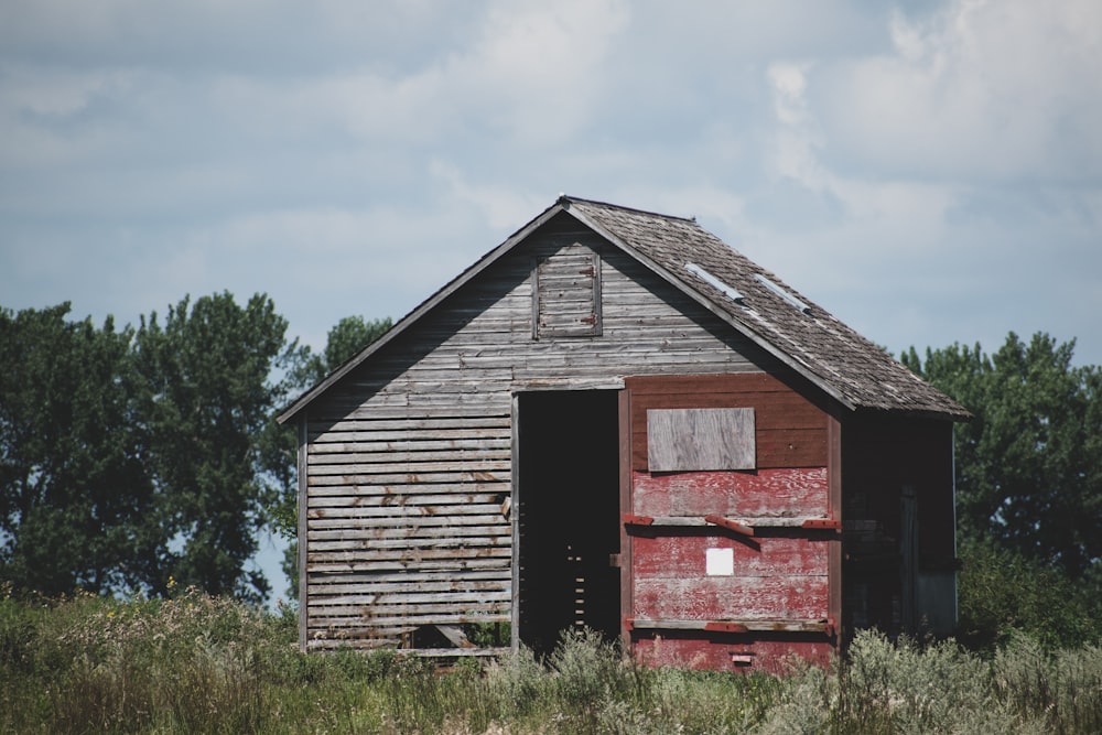 brown wooden shed