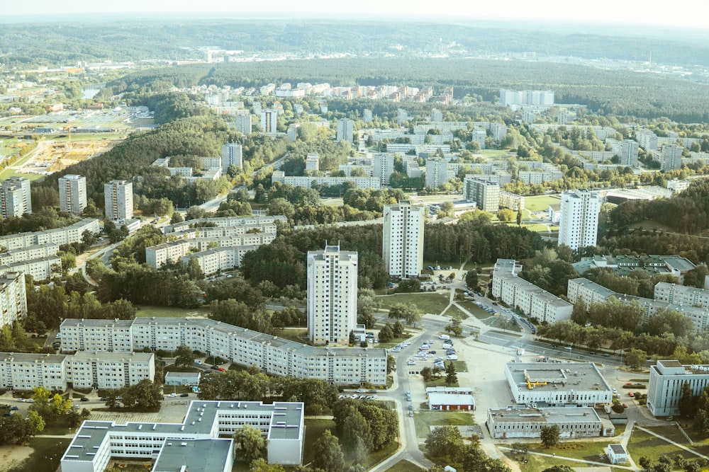 aerial view of city buildings